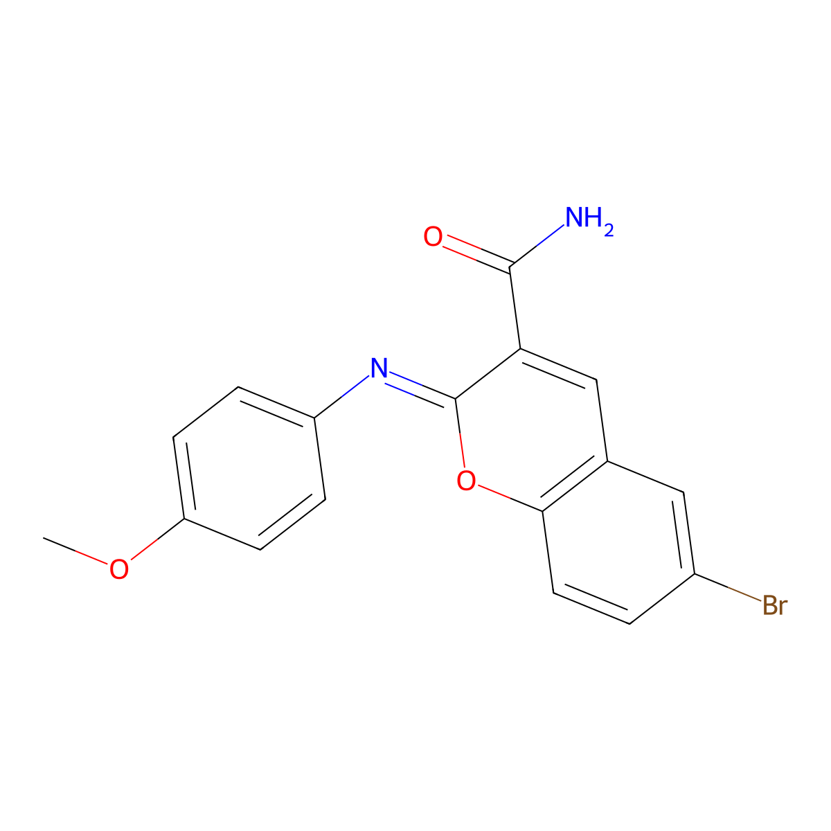 6-bromo-2-[(4-methoxyphenyl)imino]-2H-chromene-3-carboxamide molecular structure, CAS 330830-70-1