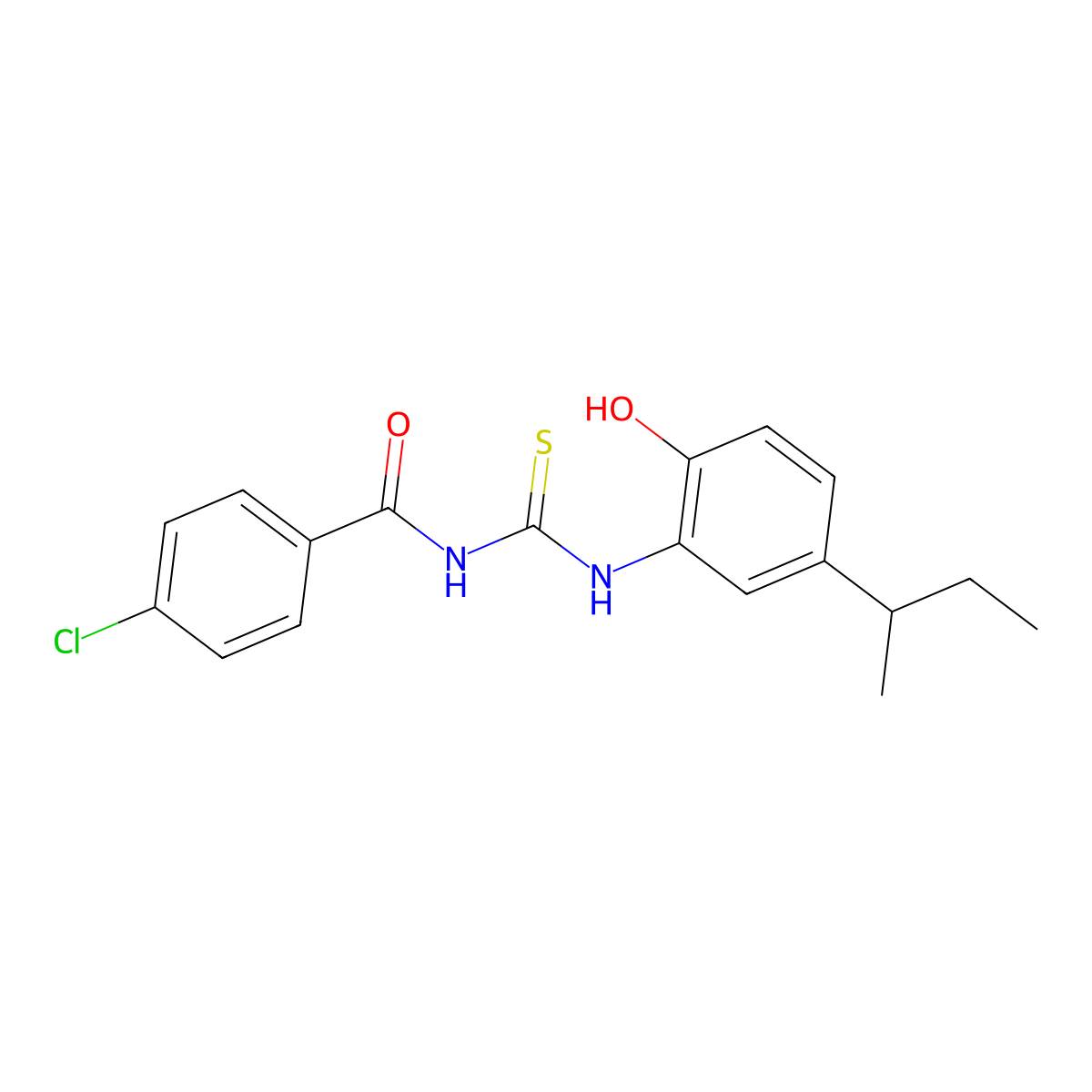 N-{[5-(butan-2-yl)-2-hydroxyphenyl]carbamothioyl}-4-chlorobenzamide molecular structure, CAS 330830-72-3