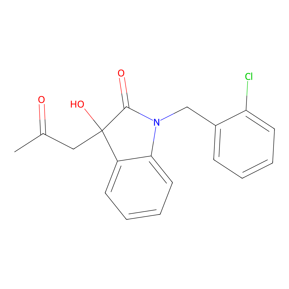 1-(2-chlorobenzyl)-3-hydroxy-3-(2-oxopropyl)-1,3-dihydro-2H-indol-2-one molecular structure, CAS 330830-78-9