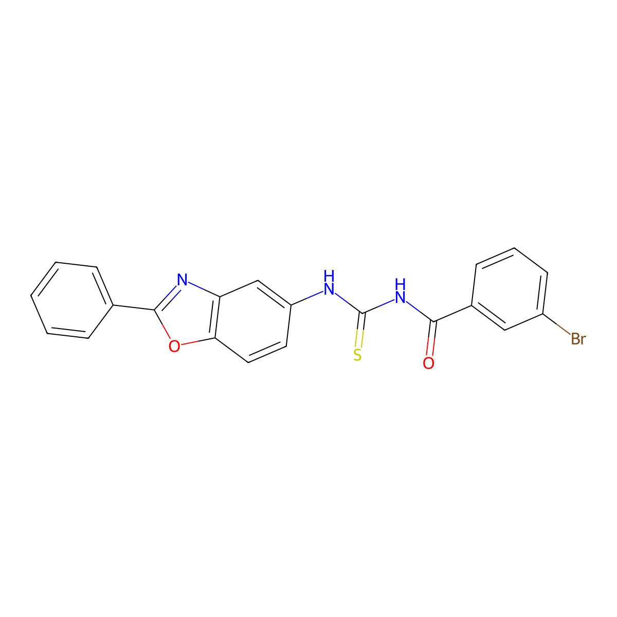 3-bromo-N-[(2-phenyl-1,3-benzoxazol-5-yl)carbamothioyl]benzamide molecular structure, CAS 330830-80-3