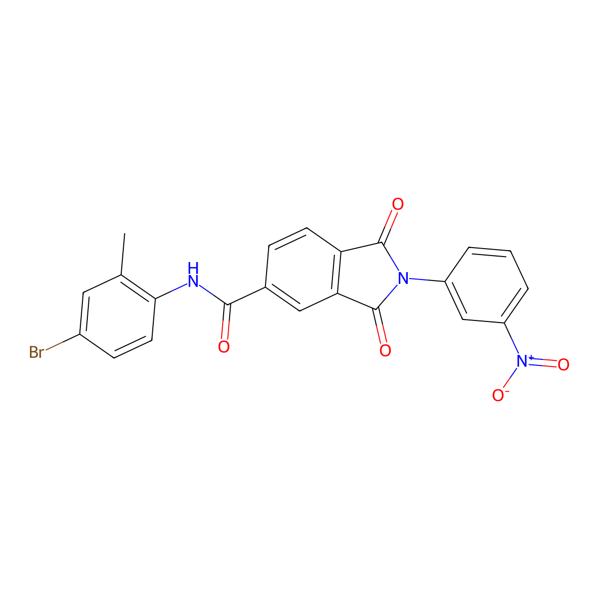 N-(4-bromo-2-methylphenyl)-2-(3-nitrophenyl)-1,3-dioxoisoindole-5-carboxamide molecular structure, CAS 330830-92-7