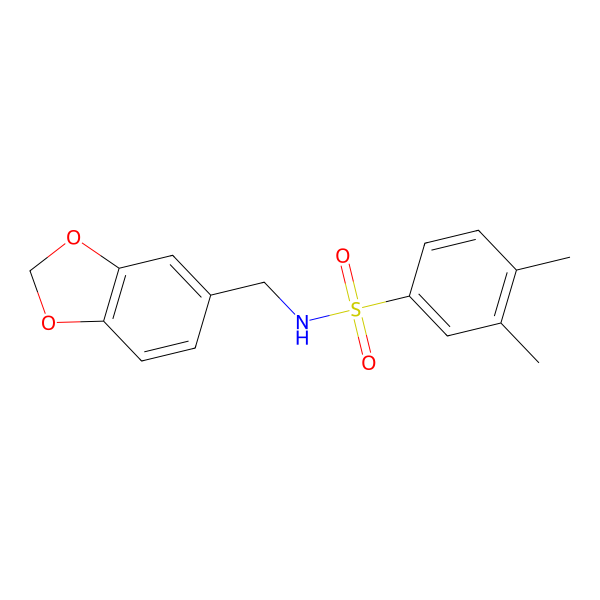 N-(1,3-benzodioxol-5-ylmethyl)-3,4-dimethylbenzenesulfonamide molecular structure, CAS 330830-94-9
