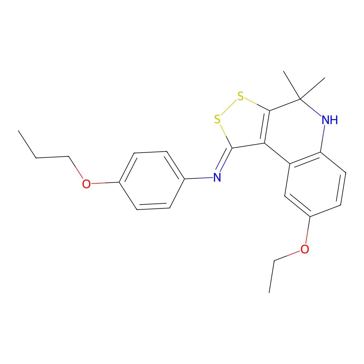 8-ethoxy-4,4-dimethyl-N-(4-propoxyphenyl)-5H-dithiolo[3,4-c]quinolin-1-imine molecular structure, CAS 330830-95-0