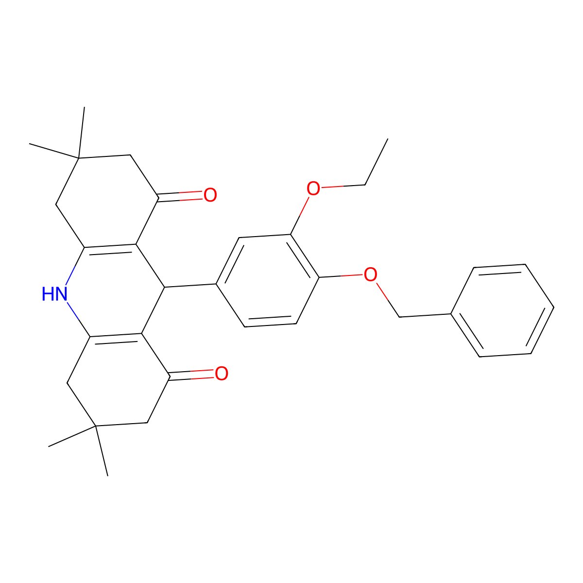 9-(3-Ethoxy-4-phenylmethoxyphenyl)-3,3,6,6-tetramethyl-2,4,5,7,9,10-hexahydroacridine-1,8-dione molecular structure, CAS 330831-19-1