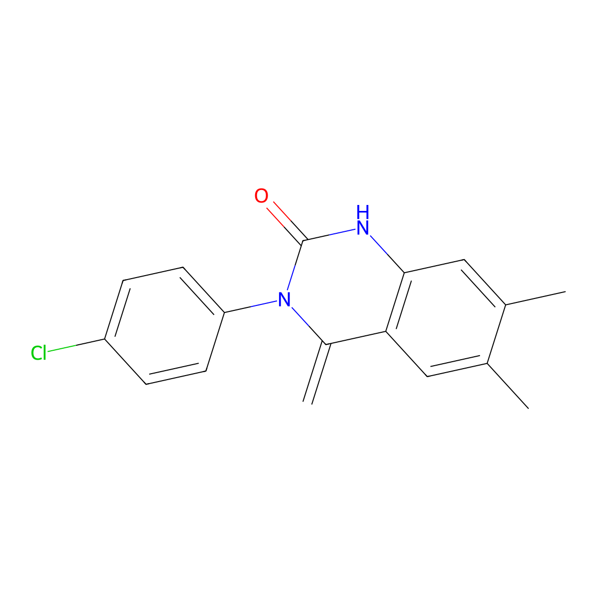 3-(4-chlorophenyl)-6,7-dimethyl-4-methylene-3,4-dihydro-2(1H)-quinazolinone molecular structure, CAS 330831-27-1