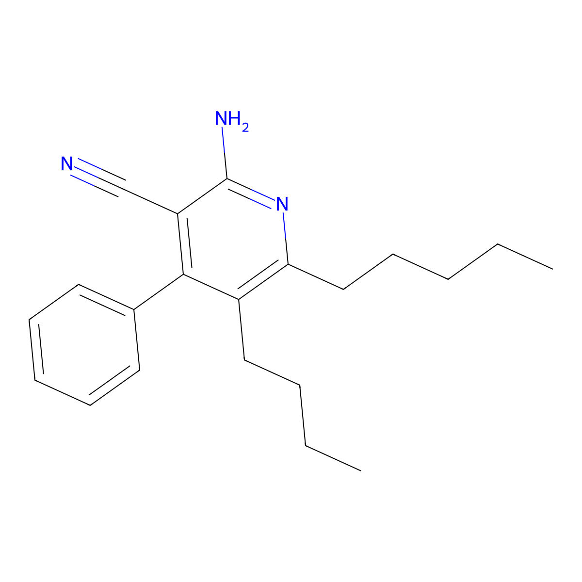 2-Amino-5-butyl-6-pentyl-4-phenylpyridine-3-carbonitrile molecular structure, CAS 330831-35-1