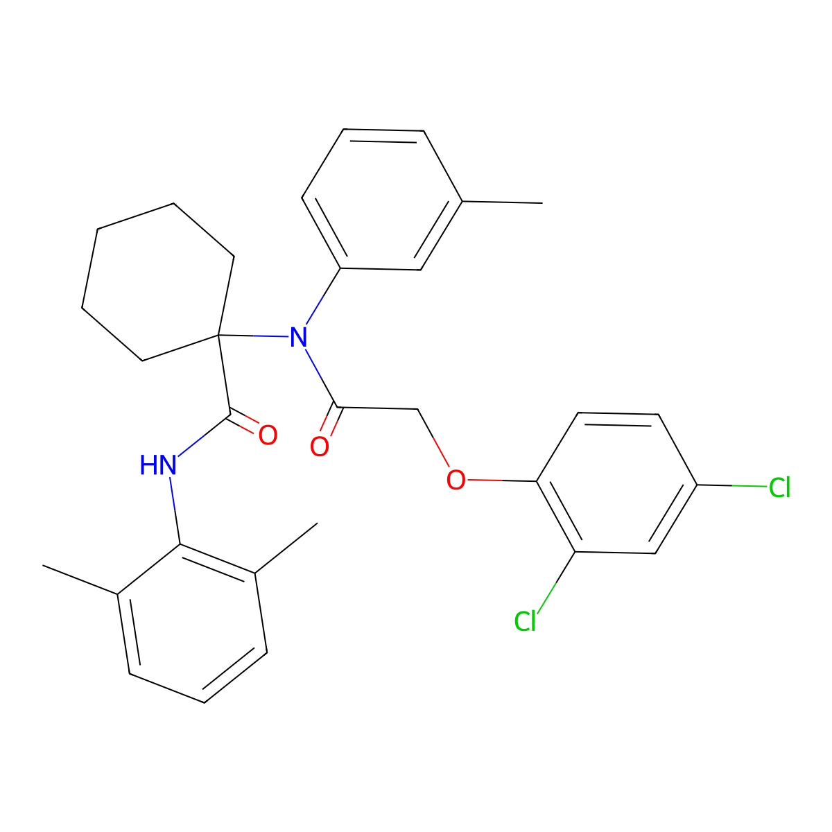 1-{[(2,4-dichlorophenoxy)acetyl]-3-methylanilino}-N-(2,6-dimethylphenyl)cyclohexanecarboxamide molecular structure, CAS 330831-57-7