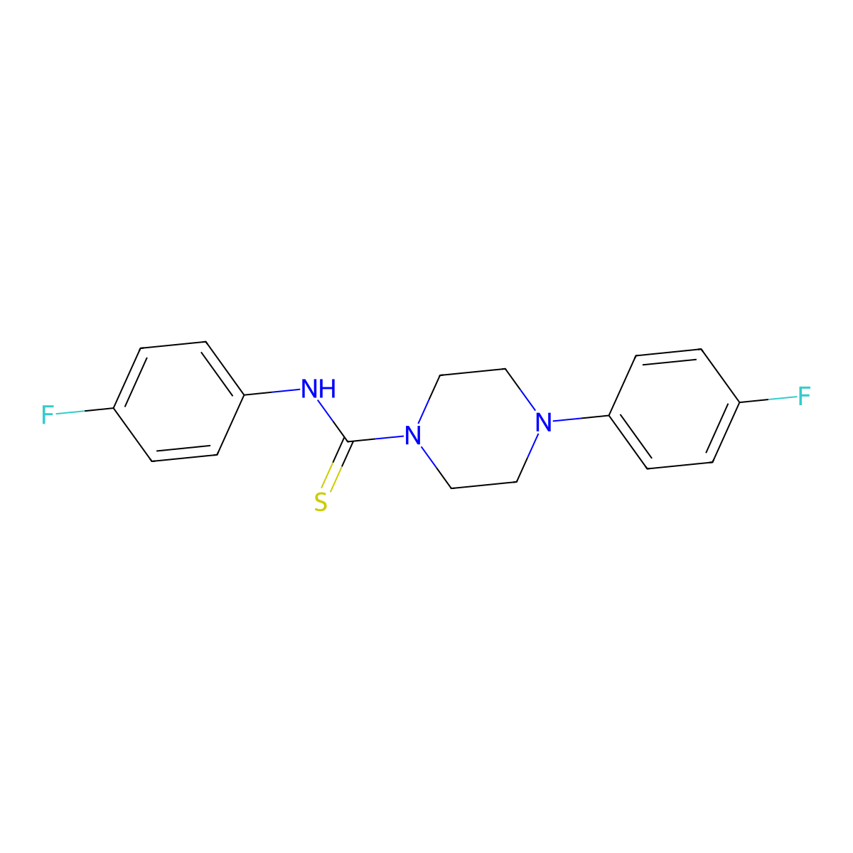N,4-bis(4-fluorophenyl)piperazine-1-carbothioamide molecular structure, CAS 330831-69-1