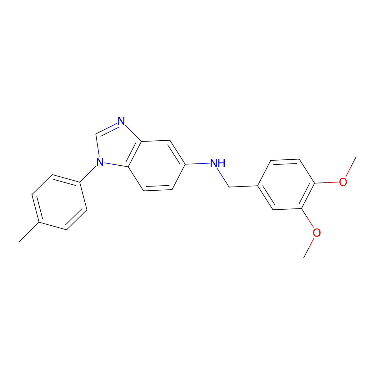 N-[(3,4-dimethoxyphenyl)methyl]-1-(4-methylphenyl)benzimidazol-5-amine molecular structure, CAS 330832-00-3
