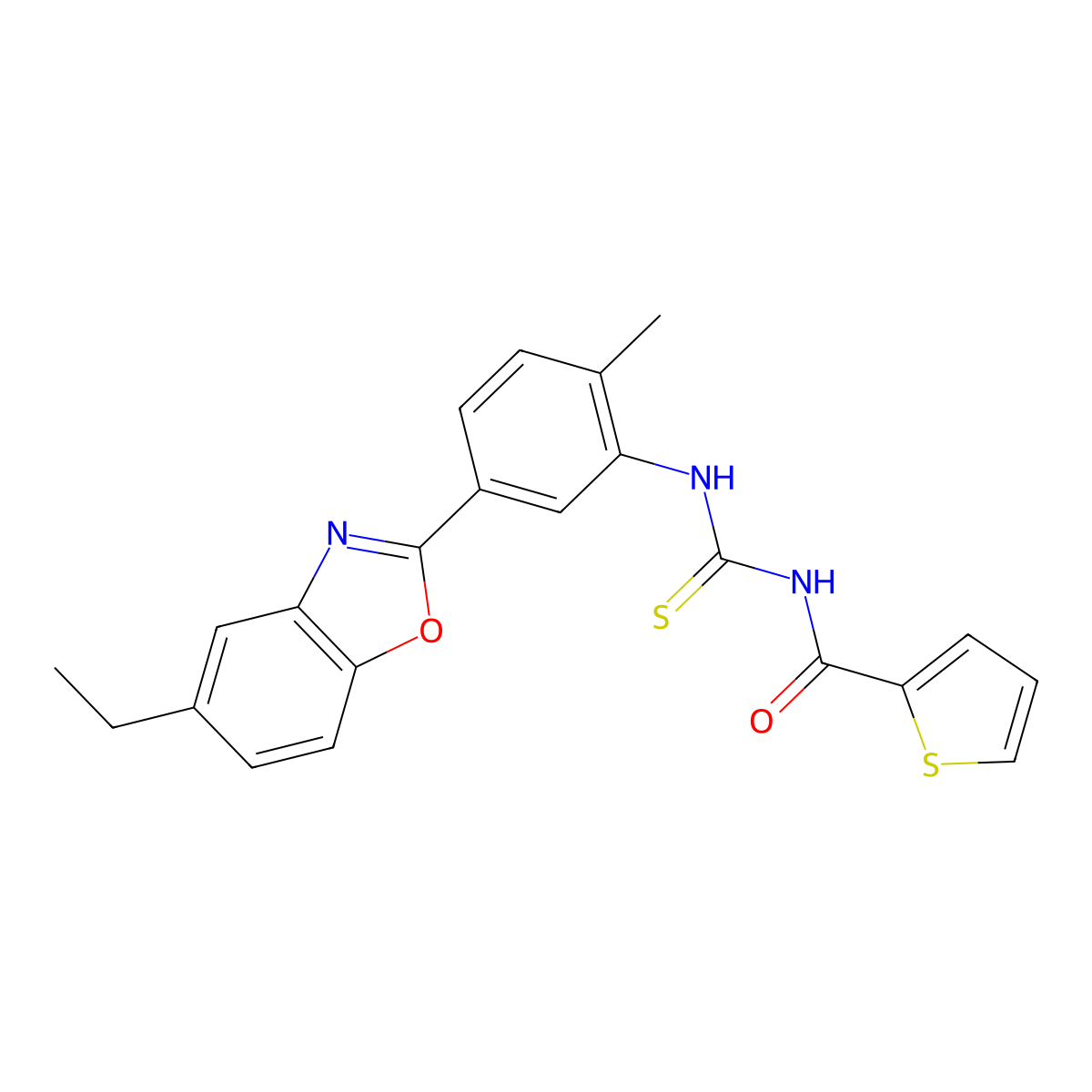 N-[[5-(5-ethyl-1,3-benzoxazol-2-yl)-2-methylphenyl]carbamothioyl]thiophene-2-carboxamide molecular structure, CAS 330832-06-9