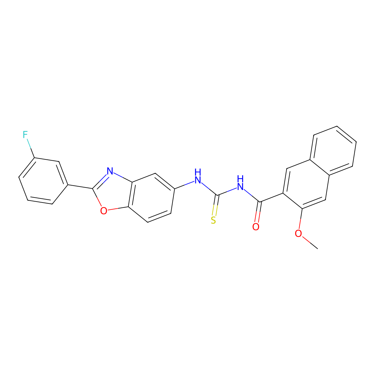 N-[[2-(3-fluorophenyl)-1,3-benzoxazol-5-yl]carbamothioyl]-3-methoxynaphthalene-2-carboxamide molecular structure, CAS 330832-69-4