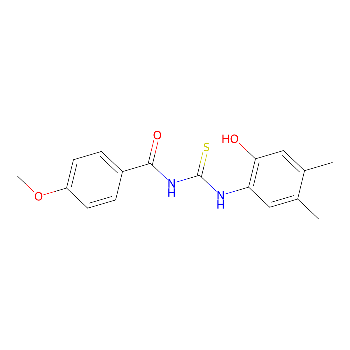 N-[(2-hydroxy-4,5-dimethylphenyl)carbamothioyl]-4-methoxybenzamide molecular structure, CAS 330832-79-6