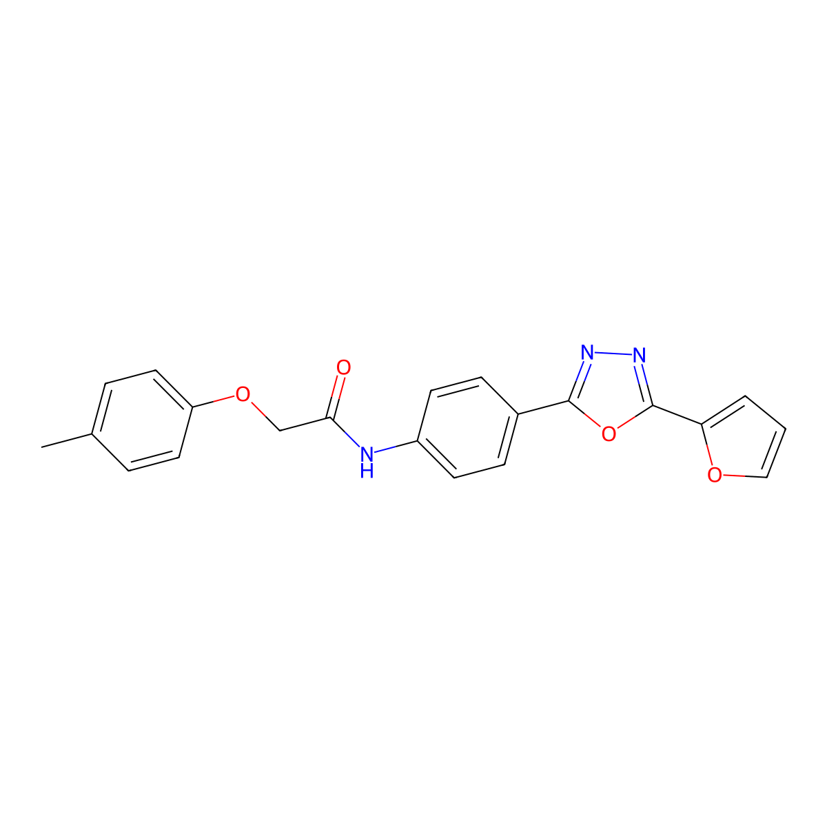 N-[4-[5-(furan-2-yl)-1,3,4-oxadiazol-2-yl]phenyl]-2-(4-methylphenoxy)acetamide molecular structure, CAS 330832-85-4