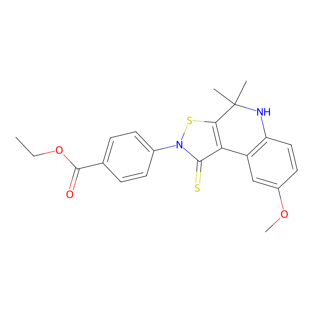ethyl 4-(8-methoxy-4,4-dimethyl-1-thioxo-4,5-dihydroisothiazolo[5,4-c]quinolin-2(1H)-yl)benzoate molecular structure, CAS 330832-90-1