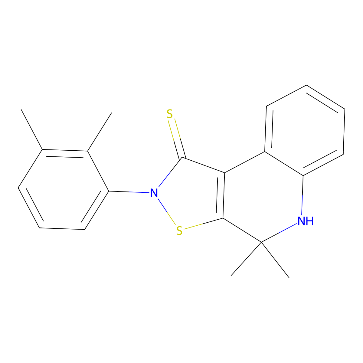 2-(2,3-dimethylphenyl)-4,4-dimethyl-5H-[1,2]thiazolo[5,4-c]quinoline-1-thione molecular structure, CAS 330833-07-3