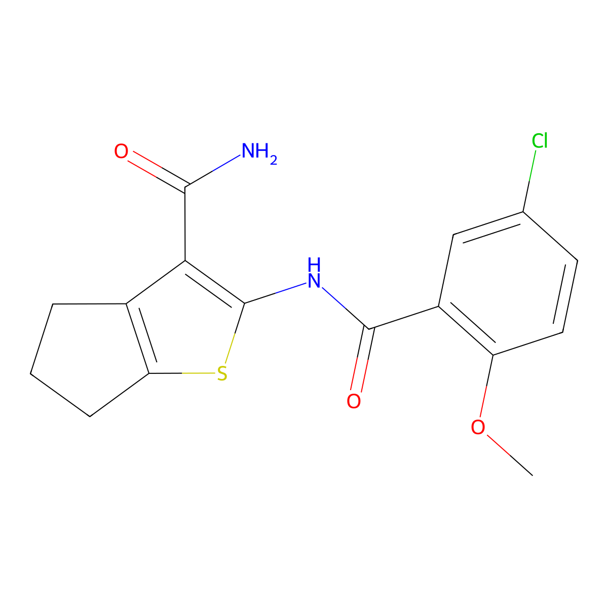 2-[(5-chloro-2-methoxybenzoyl)amino]-5,6-dihydro-4H-cyclopenta[b]thiophene-3-carboxamide molecular structure, CAS 330833-08-4