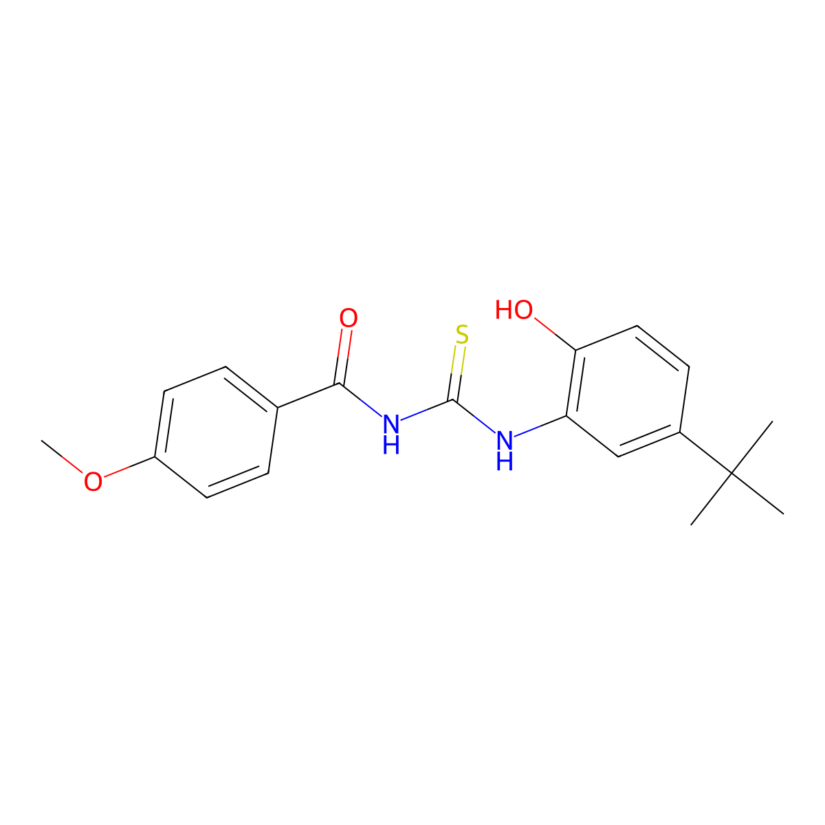 N-[(5-tert-butyl-2-hydroxyphenyl)carbamothioyl]-4-methoxybenzamide molecular structure, CAS 330833-20-0