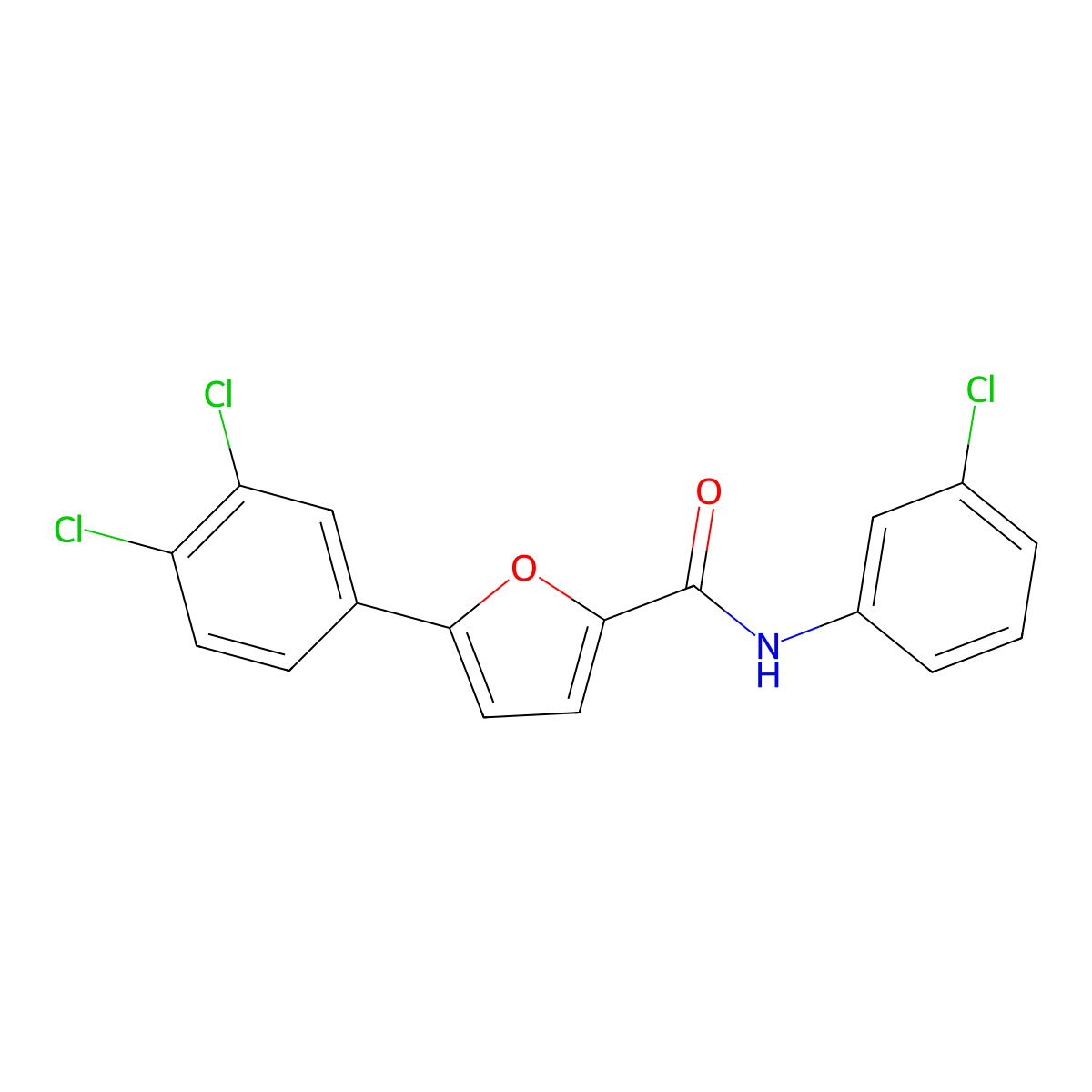 N-(3-chlorophenyl)-5-(3,4-dichlorophenyl)furan-2-carboxamide molecular structure, CAS 330833-29-9