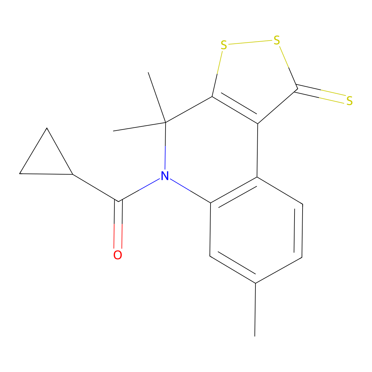 5-(cyclopropylcarbonyl)-4,4,7-trimethyl-4,5-dihydro-1H-[1,2]dithiolo[3,4-c]quinoline-1-thione molecular structure, CAS 330833-43-7