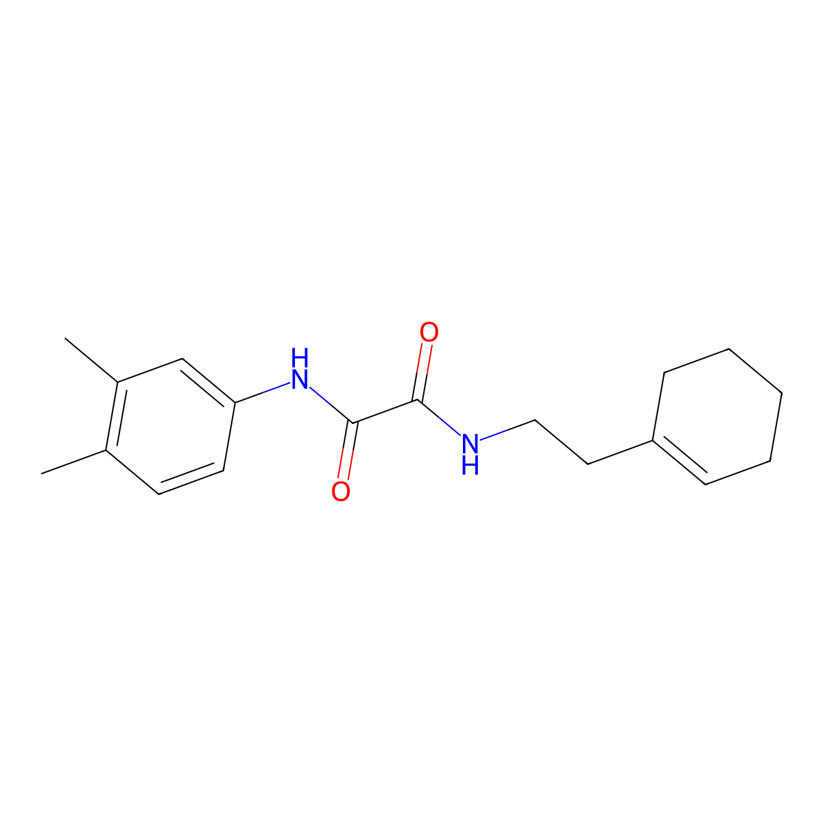 N-[2-(cyclohexen-1-yl)ethyl]-N'-(3,4-dimethylphenyl)oxamide molecular structure, CAS 330833-46-0
