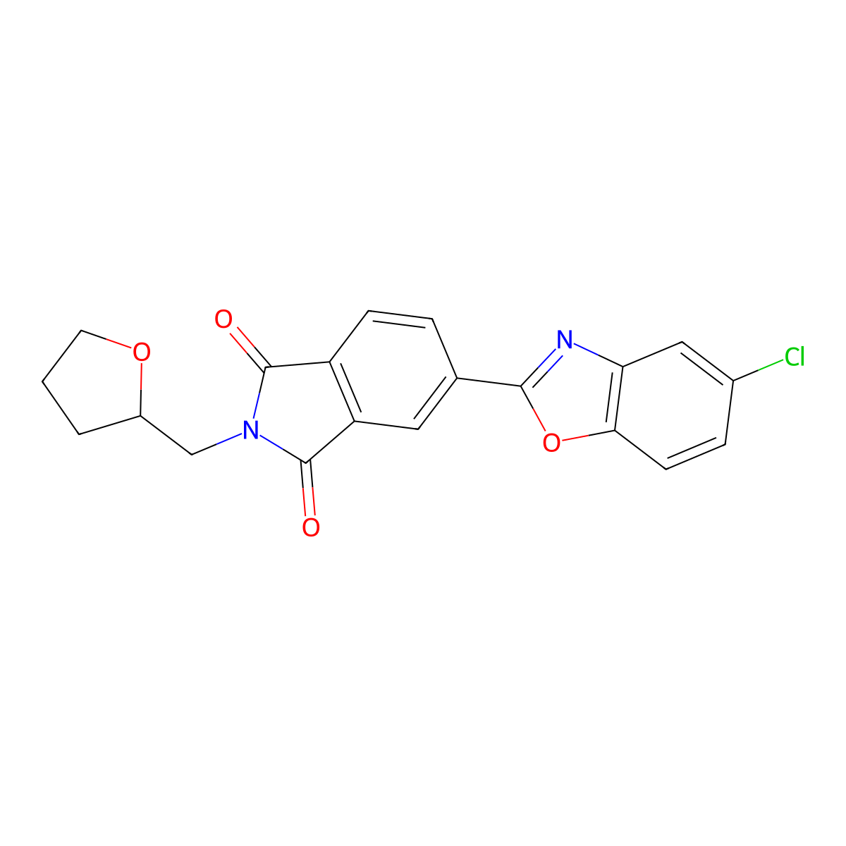 5-(5-Chloro-1,3-benzoxazol-2-yl)-2-(oxolan-2-ylmethyl)isoindole-1,3-dione molecular structure, CAS 330833-48-2