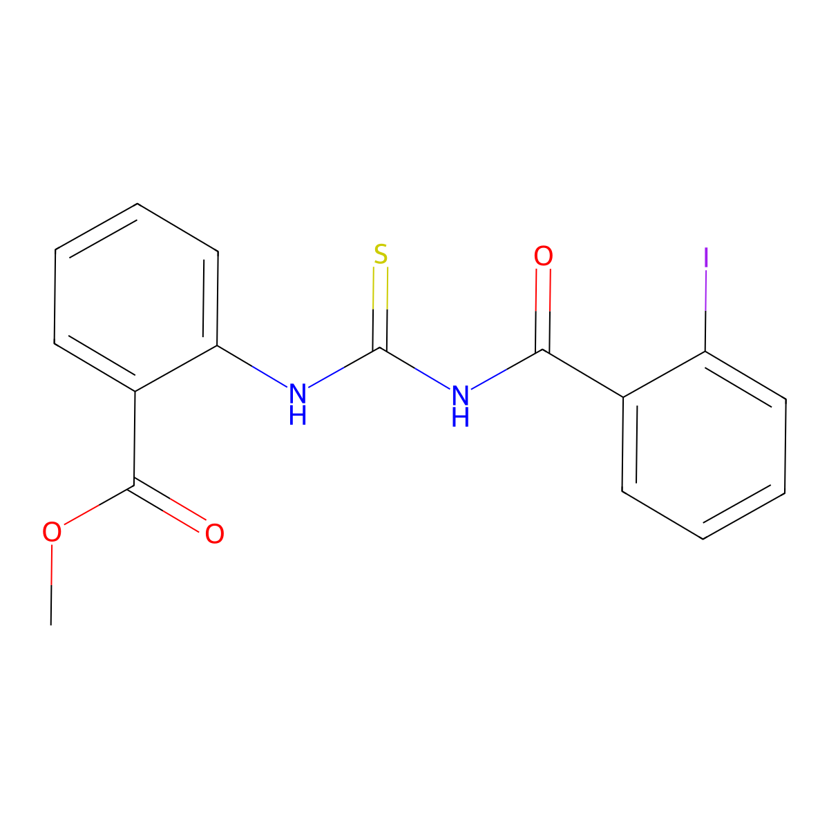 Methyl 2-[(2-iodobenzoyl)carbamothioylamino]benzoate molecular structure, CAS 330833-50-6