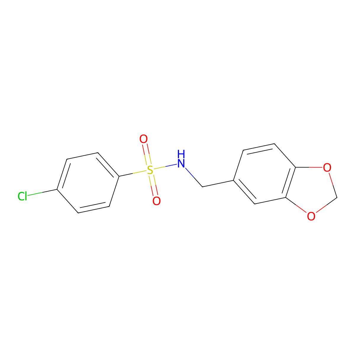N-(1,3-benzodioxol-5-ylmethyl)-4-chlorobenzenesulfonamide molecular structure, CAS 330833-64-2