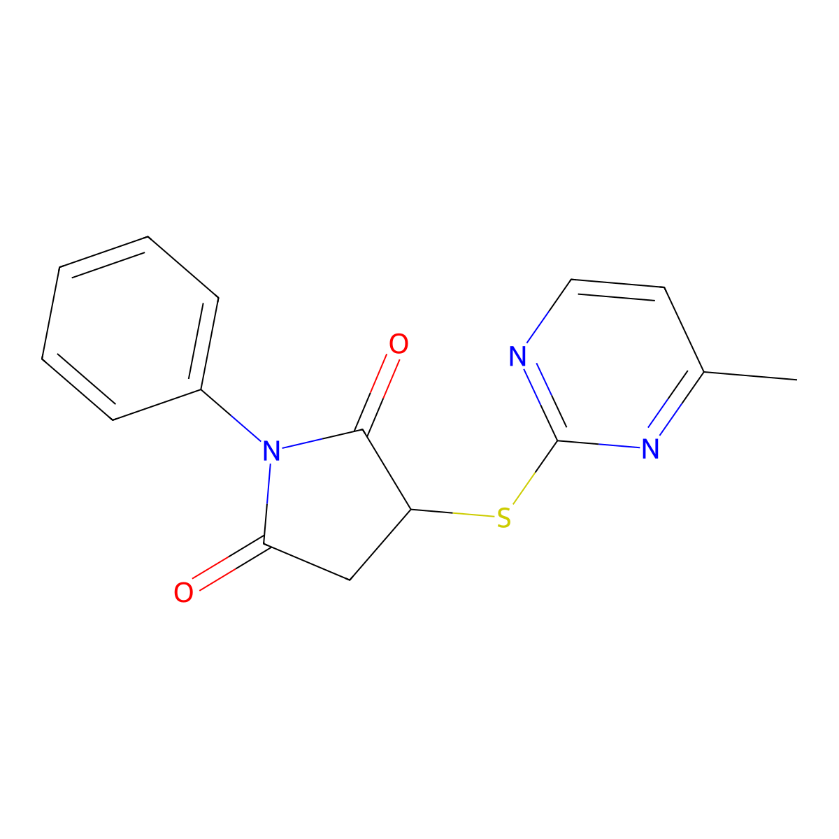 3-[(4-Methyl-2-pyrimidinyl)sulfanyl]-1-phenyl-2,5-pyrrolidinedione molecular structure, CAS 330833-65-3