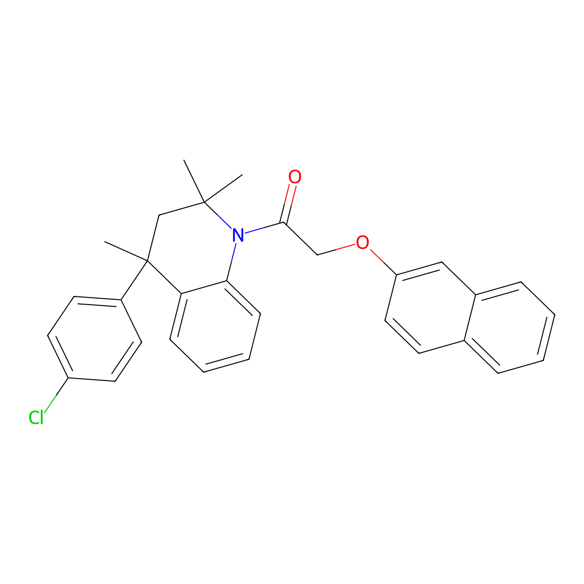 4-(4-Chlorophenyl)-2,2,4-trimethyl-1-[(2-naphthyloxy)acetyl]-1,2,3,4-tetrahydroquinoline molecular structure, CAS 330833-80-2