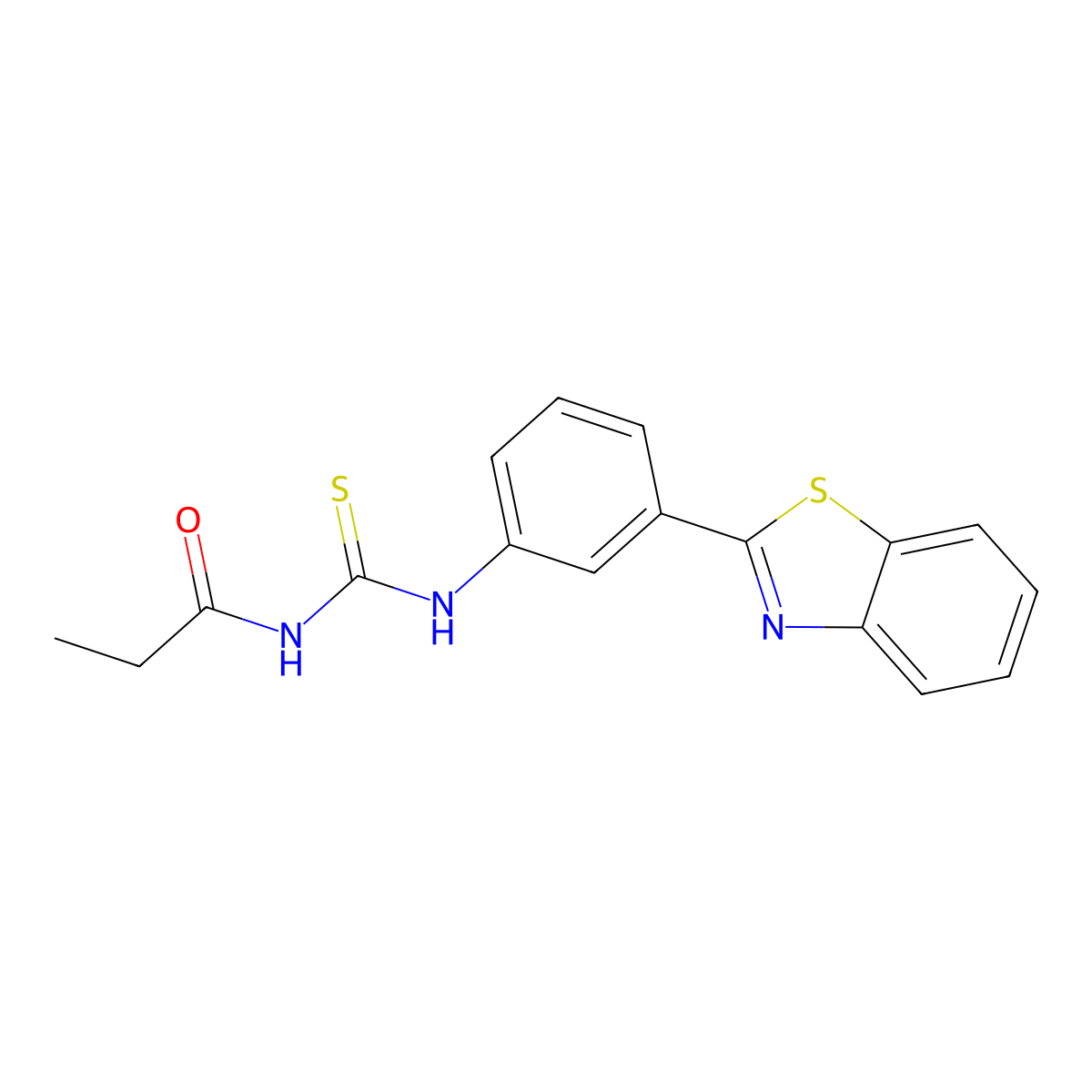N-[[3-(1,3-benzothiazol-2-yl)phenyl]carbamothioyl]propanamide molecular structure, CAS 330834-07-6