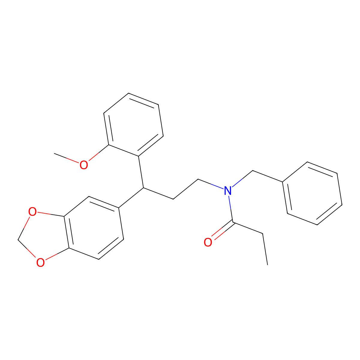 N-[3-(1,3-benzodioxol-5-yl)-3-(2-methoxyphenyl)propyl]-N-benzylpropanamide molecular structure, CAS 330834-54-3