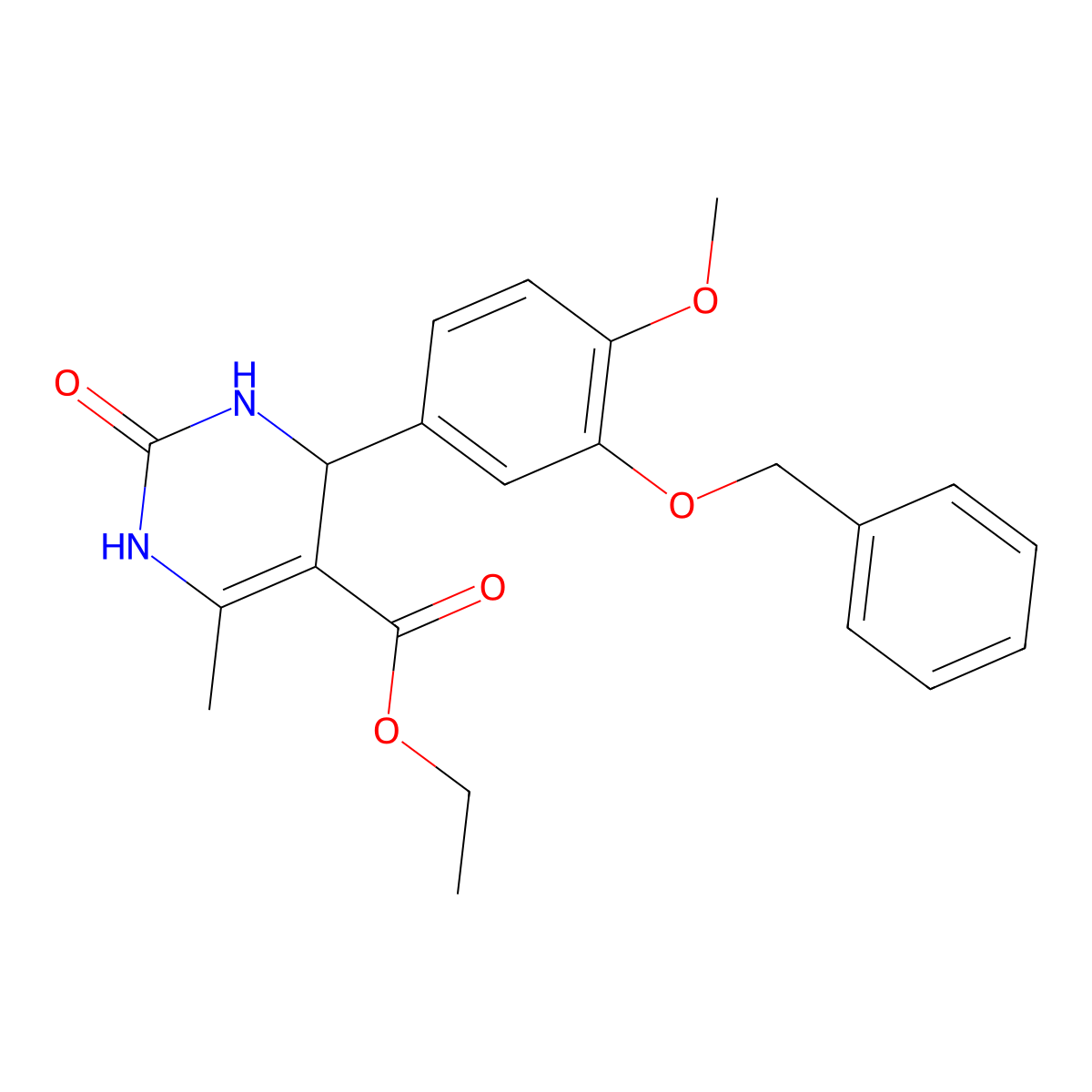 Ethyl 4-[3-(benzyloxy)-4-methoxyphenyl]-6-methyl-2-oxo-1,2,3,4-tetrahydropyrimidine-5-carboxylate molecular structure, CAS 330834-97-4