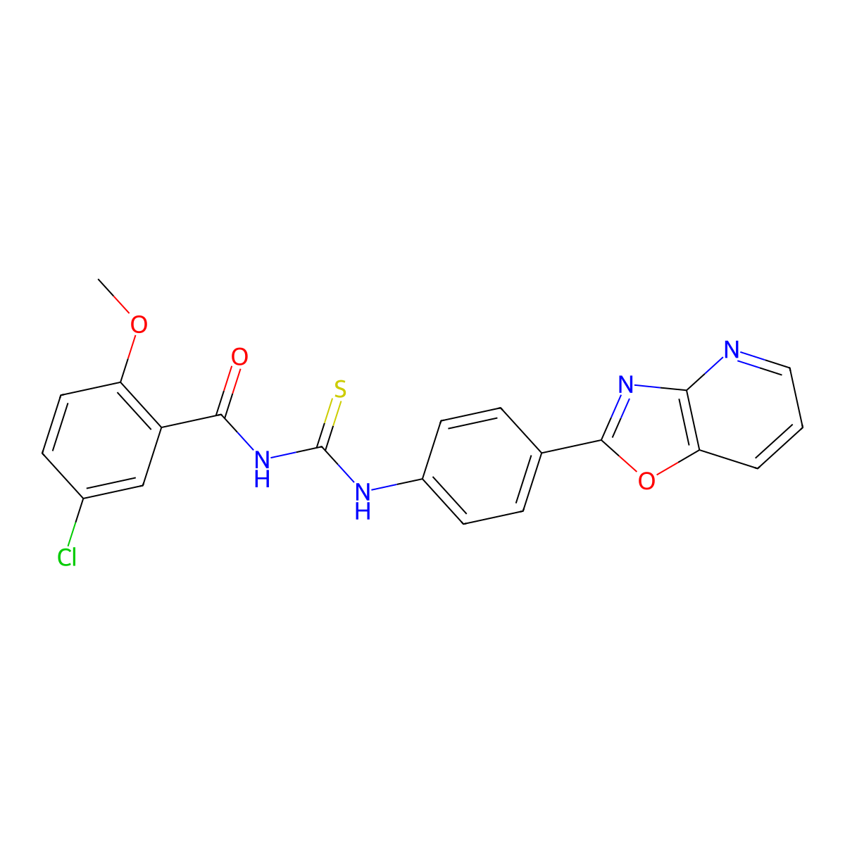 5-chloro-2-methoxy-N-[[4-([1,3]oxazolo[4,5-b]pyridin-2-yl)phenyl]carbamothioyl]benzamide molecular structure, CAS 330835-02-4