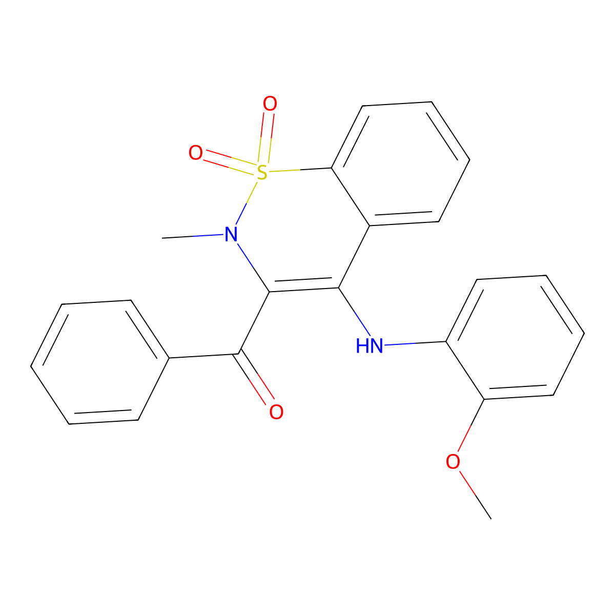 {4-[(2-methoxyphenyl)amino]-2-methyl-1,1-dioxido-2H-1,2-benzothiazin-3-yl}(phenyl)methanone molecular structure, CAS 330835-07-9