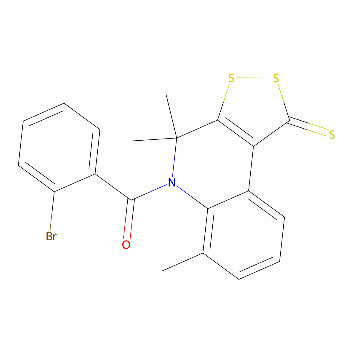 (2-bromophenyl)(4,4,6-trimethyl-1-thioxo-1,4-dihydro-5H-[1,2]dithiolo[3,4-c]quinolin-5-yl)methanone molecular structure, CAS 330835-13-7