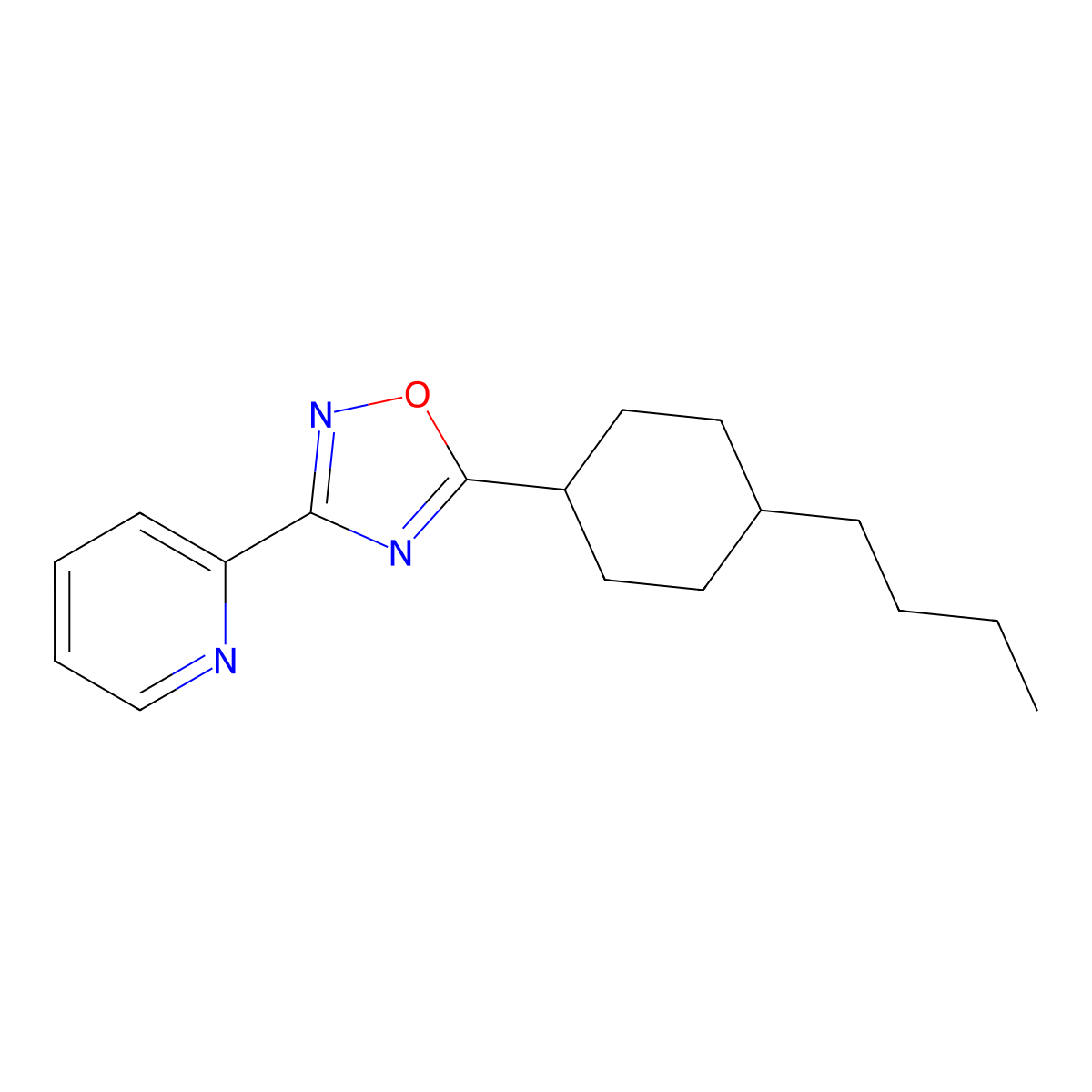2-[5-(4-Butylcyclohexyl)-1,2,4-oxadiazol-3-yl]pyridine molecular structure, CAS 330835-26-2