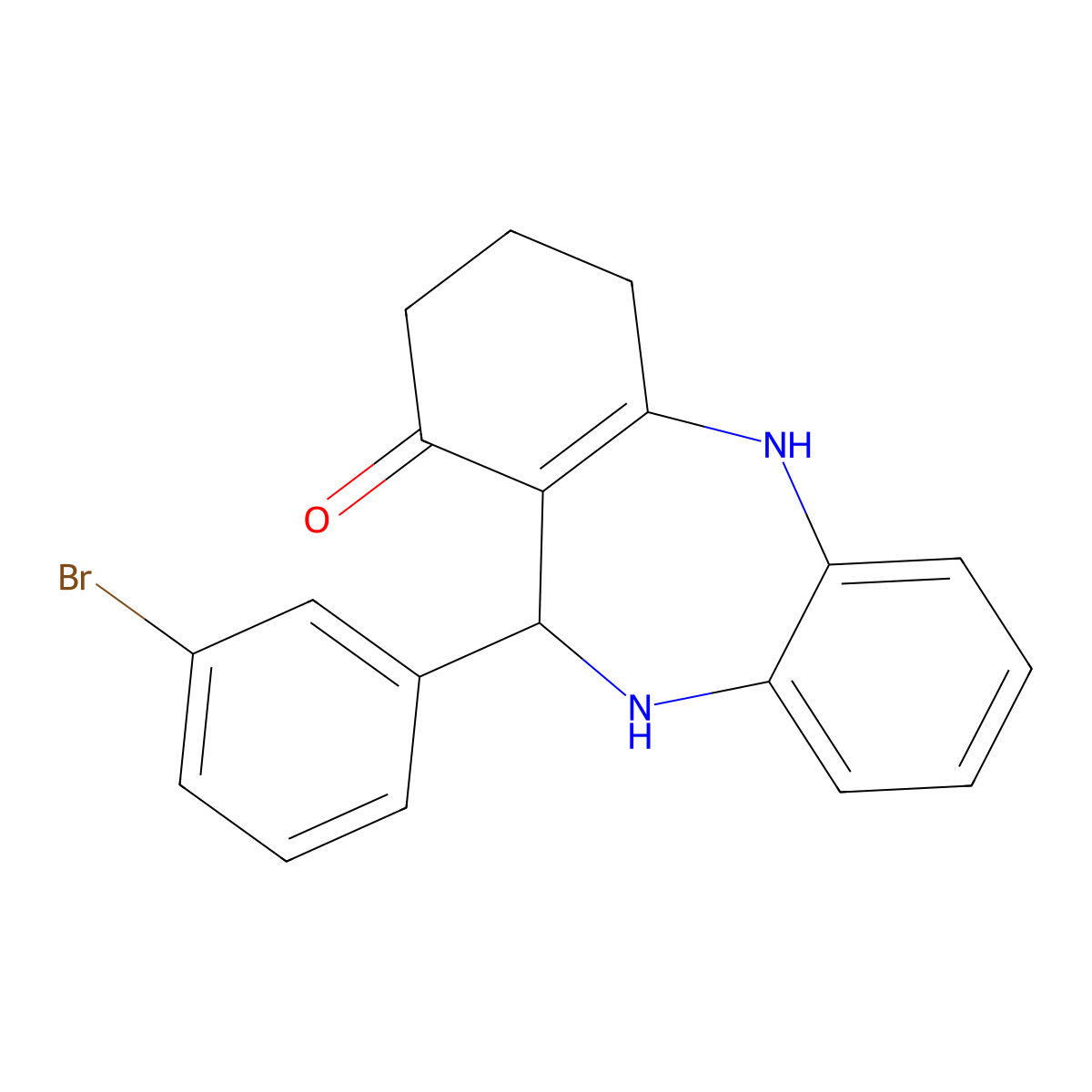6-(3-Bromophenyl)-5,6,8,9,10,11-hexahydrobenzo[b][1,4]benzodiazepin-7-one molecular structure, CAS 330835-29-5