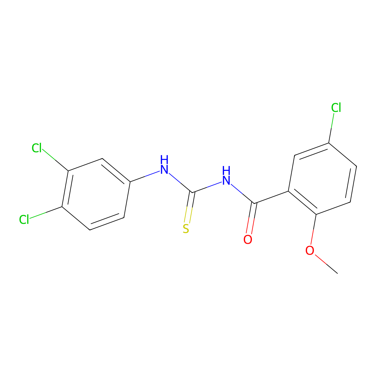 5-chloro-N-[(3,4-dichlorophenyl)carbamothioyl]-2-methoxybenzamide molecular structure, CAS 330835-45-5