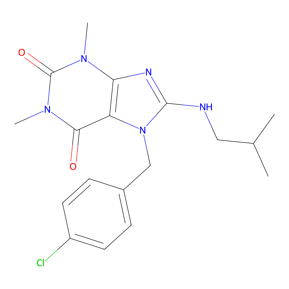 7-(4-chlorobenzyl)-8-(isobutylamino)-1,3-dimethyl-1H-purine-2,6(3H,7H)-dione molecular structure, CAS 330835-54-6
