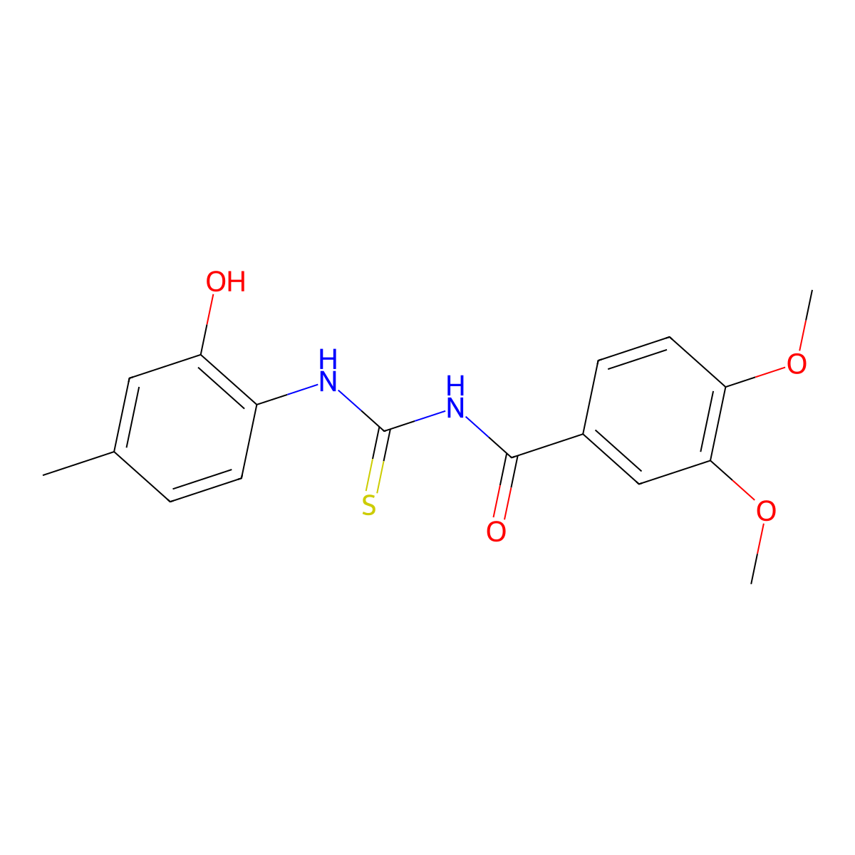 N-[(2-hydroxy-4-methylphenyl)carbamothioyl]-3,4-dimethoxybenzamide molecular structure, CAS 330835-55-7