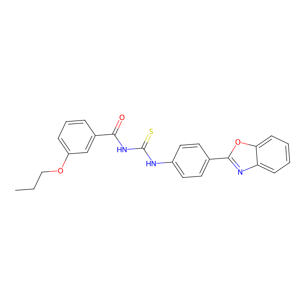 N-[[4-(1,3-benzoxazol-2-yl)phenyl]carbamothioyl]-3-propoxybenzamide molecular structure, CAS 330835-72-8
