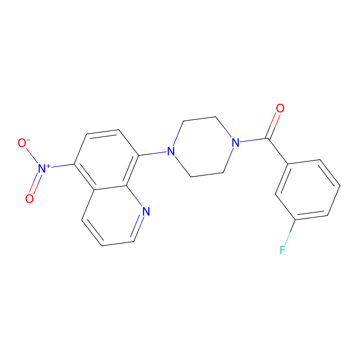 (3-Fluorophenyl)-[4-(5-nitroquinolin-8-yl)piperazin-1-yl]methanone molecular structure, CAS 330835-81-9