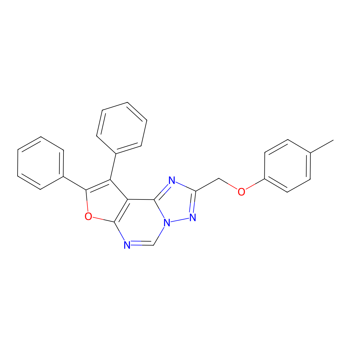 8,9-Diphenyl-2-((p-tolyloxy)methyl)furo[3,2-e][1,2,4]triazolo[1,5-c]pyrimidine molecular structure, CAS 330836-14-1