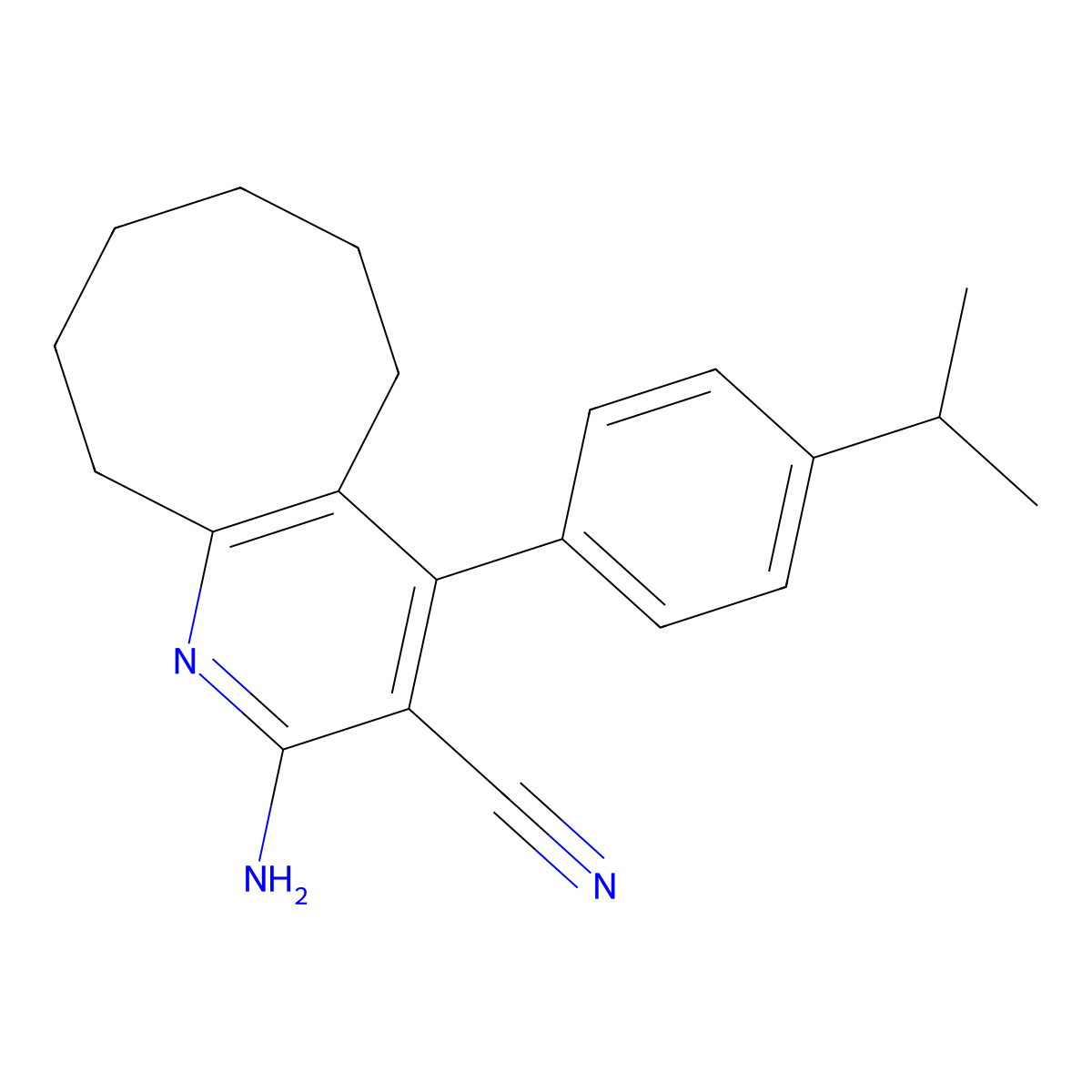 2-Amino-4-(4-isopropylphenyl)-5,6,7,8,9,10-hexahydrocycloocta[b]pyridine-3-carbonitrile molecular structure, CAS 330836-29-8