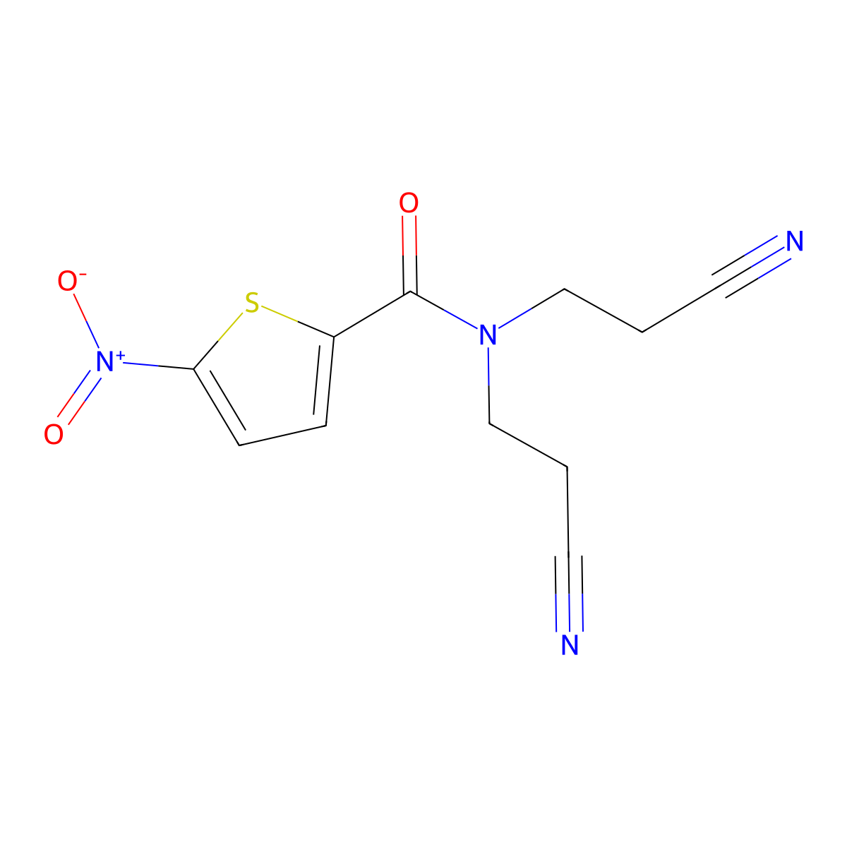 N,N-bis(2-cyanoethyl)-5-nitrothiophene-2-carboxamide molecular structure, CAS 330836-75-4