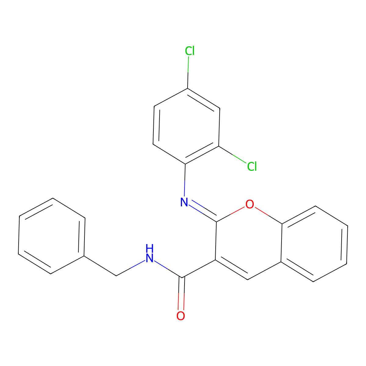 (2Z)-N-benzyl-2-[(2,4-dichlorophenyl)imino]-2H-chromene-3-carboxamide molecular structure, CAS 330837-15-5
