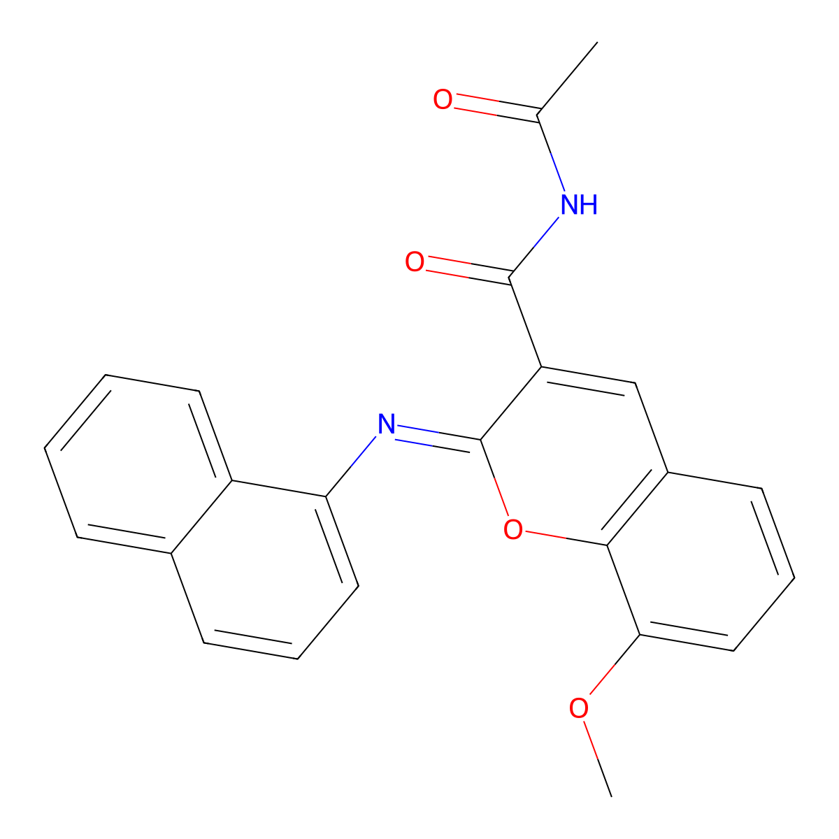 (Z)-N-acetyl-8-methoxy-2-(naphthalen-1-ylimino)-2H-chromene-3-carboxamide molecular structure, CAS 330837-23-5