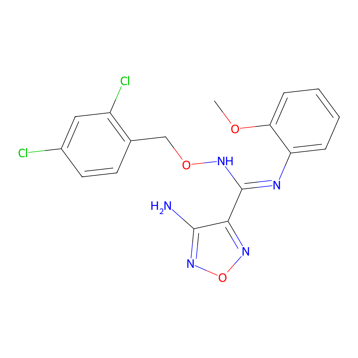 4-amino-N'-[(2,4-dichlorobenzyl)oxy]-N-(2-methoxyphenyl)-1,2,5-oxadiazole-3-carboximidamide molecular structure, CAS 330838-91-0
