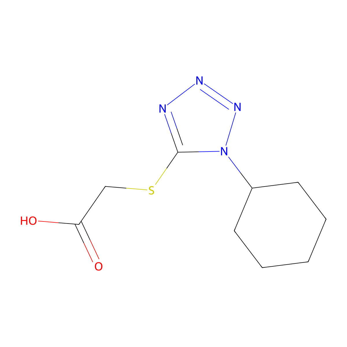 [(1-Cyclohexyl-1H-tetraazol-5-yl)sulfanyl]-acetic acid molecular structure, CAS 330839-25-3