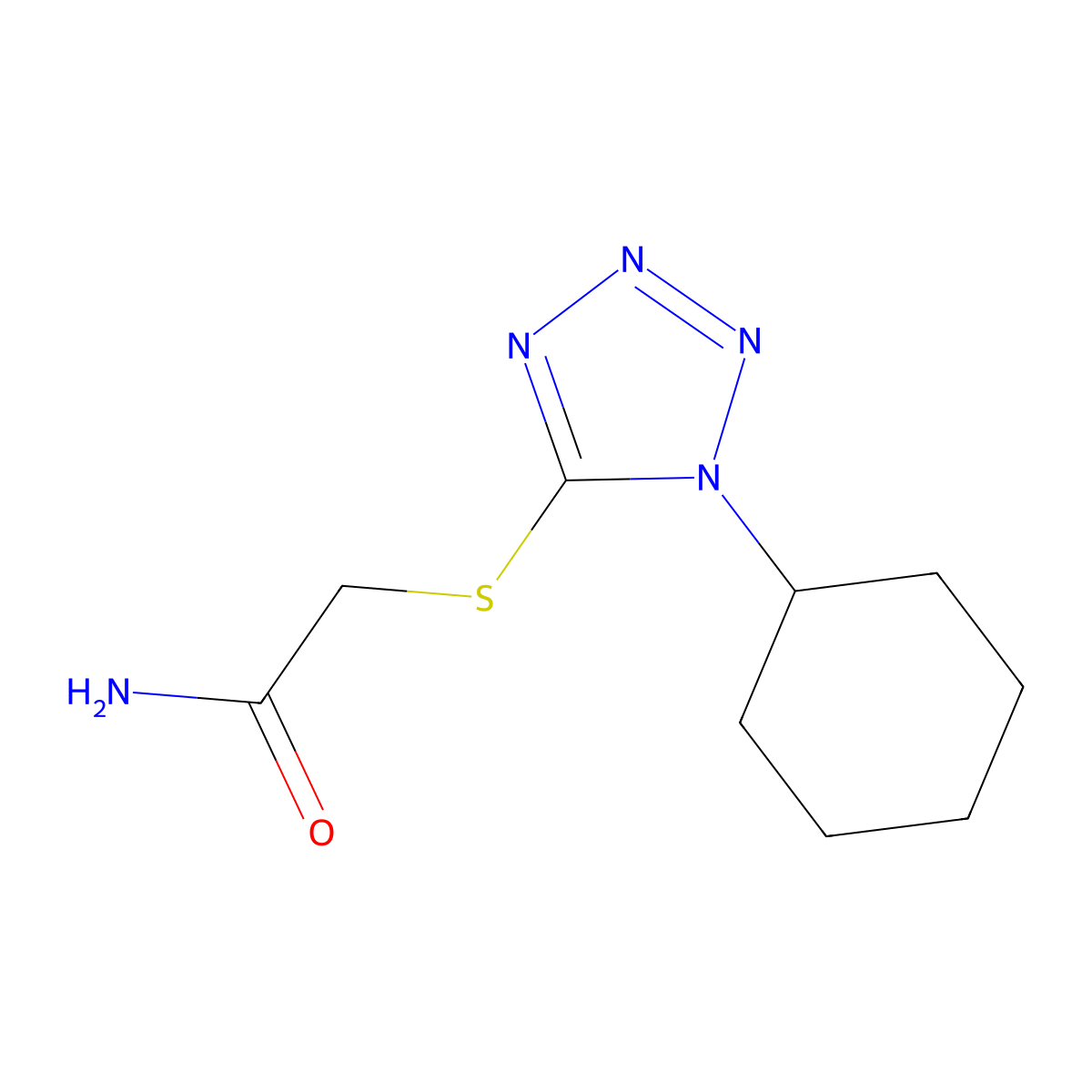 2-[(1-Cyclohexyl-1H-tetrazol-5-yl)thio]acetamide molecular structure, CAS 330839-26-4